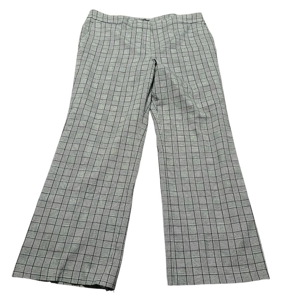 Nine West Neo Classic Gray Plaid Wide Leg Pants Plus Size 16 Business Casual - Picture 1 of 8